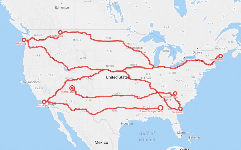 Forrest Gump corriendo por Estados Unidos en una epopeya de 25.000 km durante tres años.