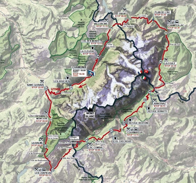 Corredor de ultratrail entrenando para el UTMB Mont Blanc, carrera exigente en montaña alpina.